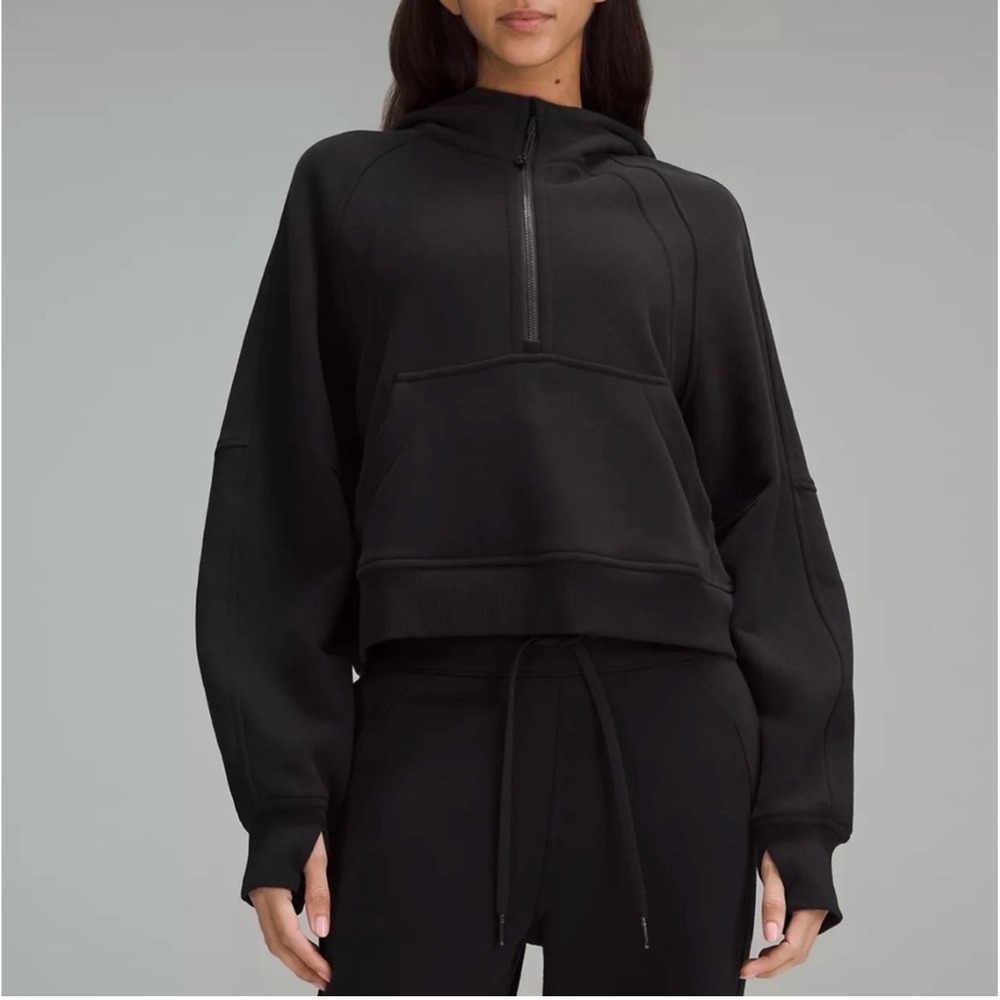 Lululemon Scuba‎ Half Zip Hoodie Women Black Excellent Oversized Cropped Fleece